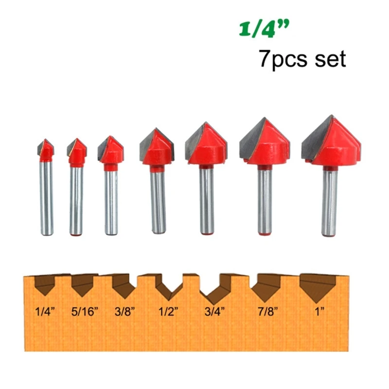 

7Pack 1/4'' Shank Milling Cutter Tungsten Carbide Milling Cutter Engraving