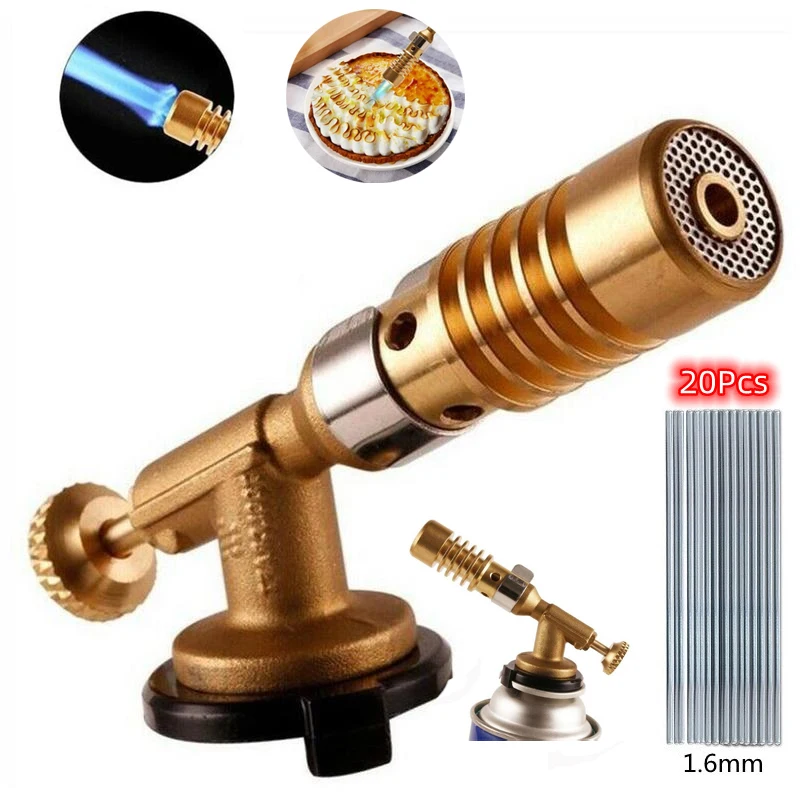 Portable Welding Torch Flame Gun Copper Highly Adjustable Brass BBQ Barbecue Gas Torch Brazing Solder Propane Welding Plumbing
