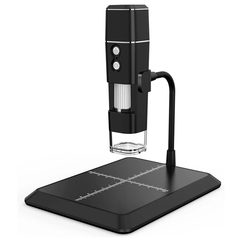 

Wireless Microscope 1000X, USB Handheld Coin Microscope Camera With Measurable Metal Base, 8 LED Lights