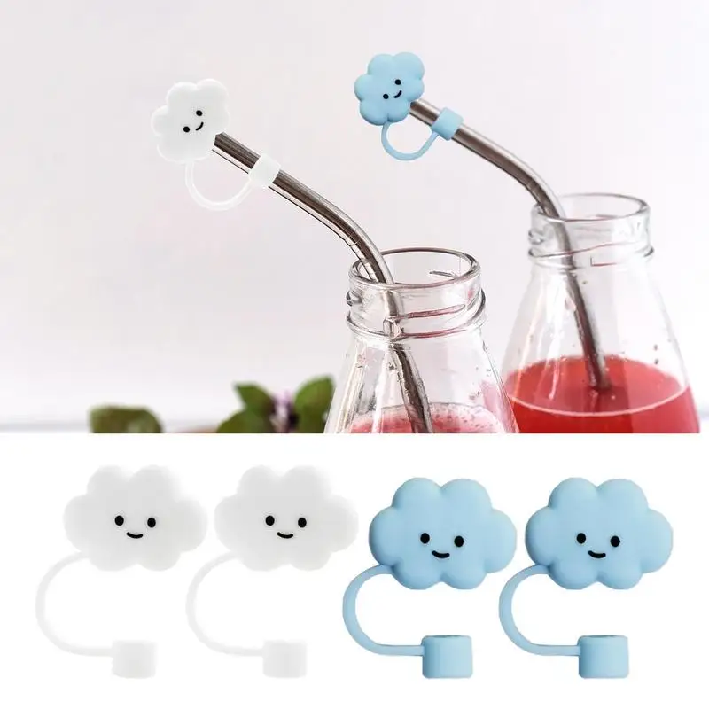 

Straw Cover Silicone Cloud Shape Straw Tips Cover Reusable Airtight Drinking Straw Tips Lids Straw Plug Protector Accessories