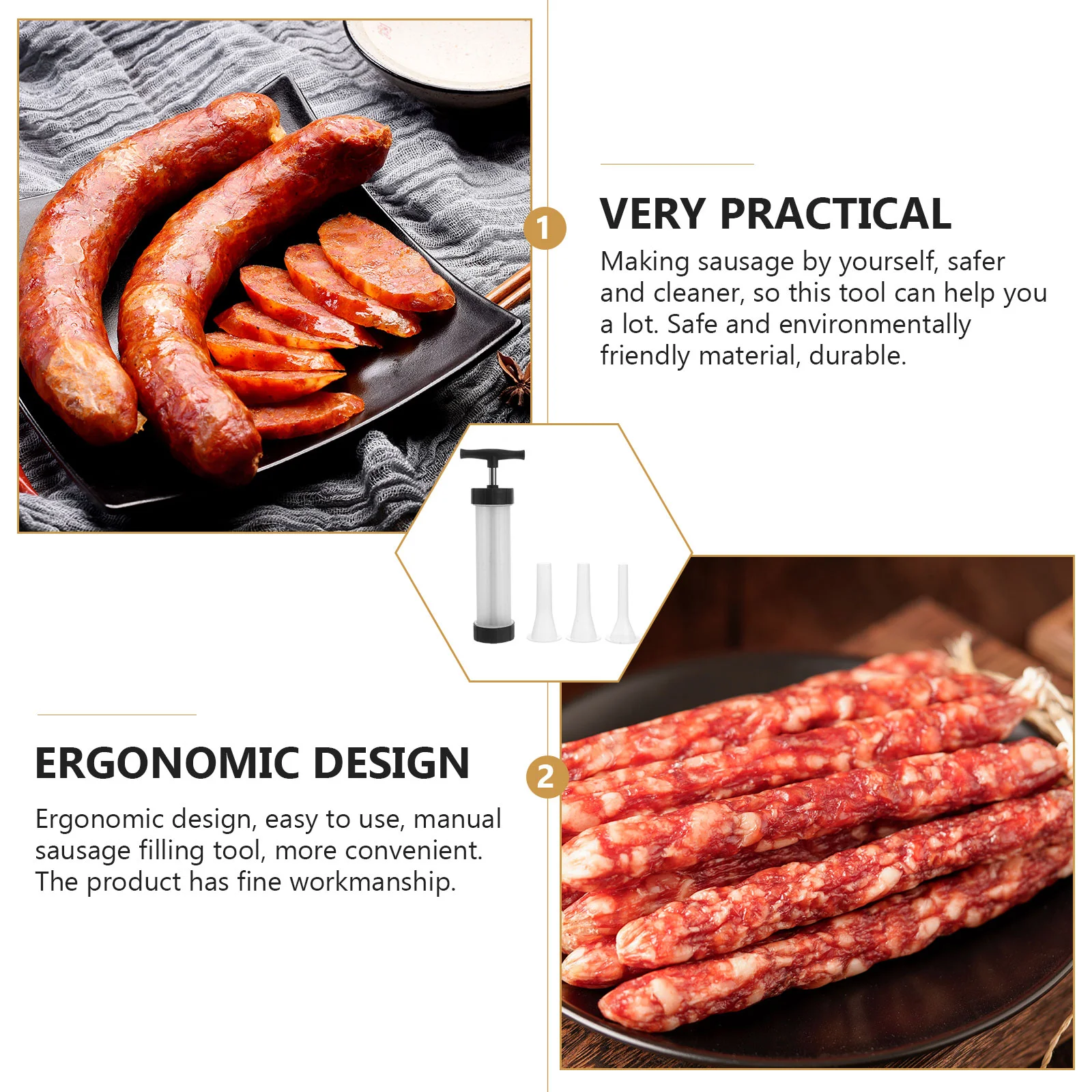 

1 Set Meat Grinder Sausage Stuffer Sausage Filler Grinder Stuffer Sausage Filler Tube Sausage Stuffer Manual