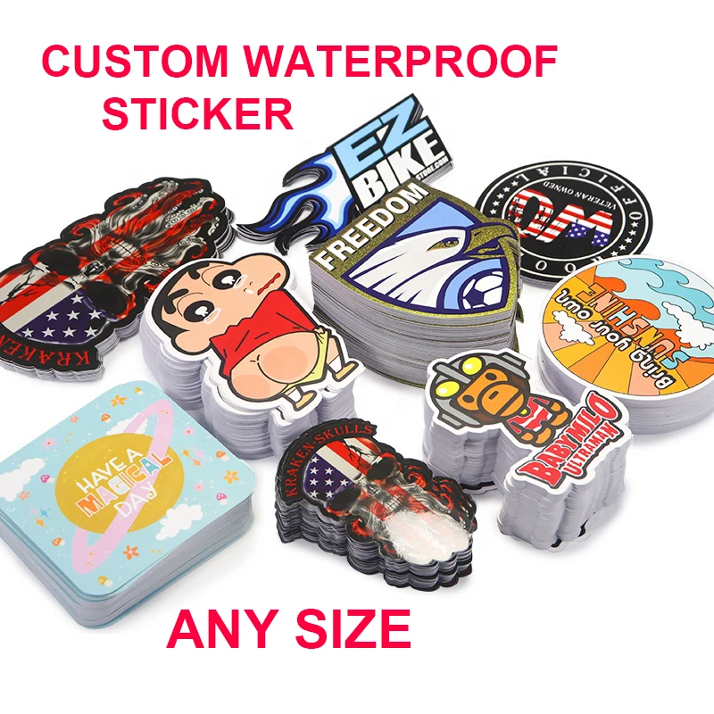 100pcs Custom Kawaii Stickers Personalized Name Tag Waterproof Thank You Stickers Die Cut for DIY Skateboard Laptop Stationary