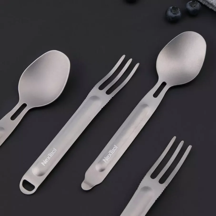 

Youpin NexTool Fork Spoon Outdoor Pure Titanium Portable Tableware 2-in-1 Detachable Outdoor Sports Healthy Convenient