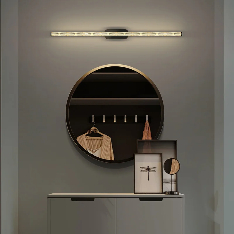 

Современный минималистичный светильник, роскошная решетка радиатора, художественный фон для гостиной, полностью медная настенная лампа, длинная полоса, спальня, кабинет, прикроватная лампа