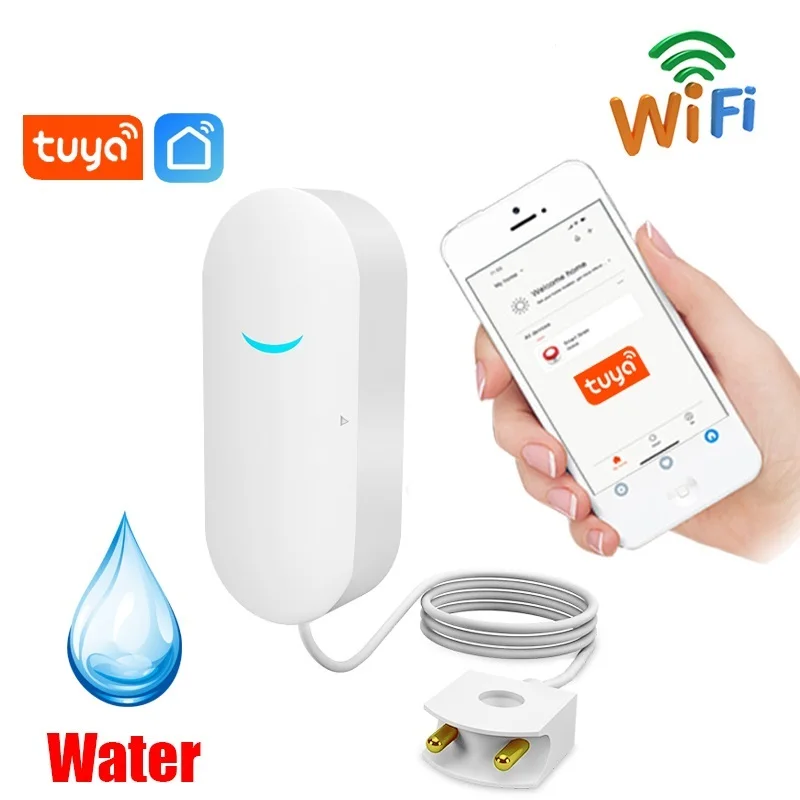 

Water Leakage Detector Wifi Home Burglar Alarm System Overflow Protection Tuyasmart Smart Life Phone APP Remote Control