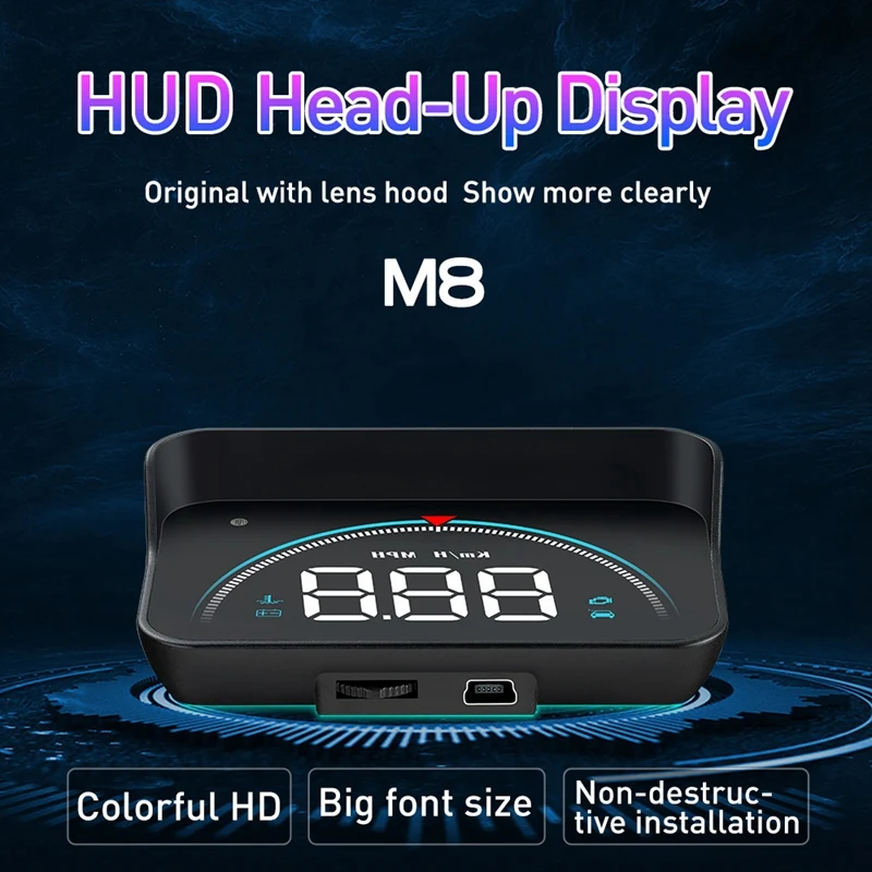 

M8 HUD Head-Up Display OBD2 II Overspeed Warning System Speed Voltage Alarm Car-Styling Car Head Up Display