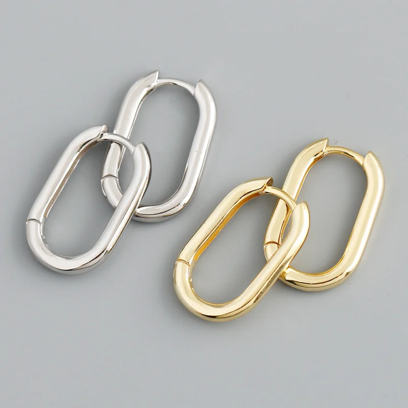 

Eh1220 large Japanese and Korean fashion personality indifference S925 Tremella ring smooth ring earrings