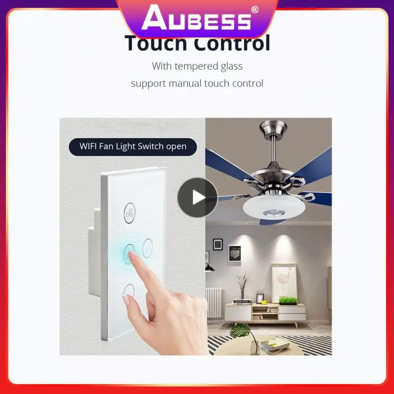 

No Neutral Wire Required Wall Light Us Fan Switch Wireless Remote Control Timing Smart Wifi Fan Light Switch Tuya Us App Control