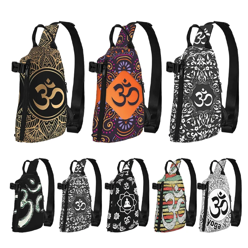 Gold Golden Mandala Om Yoga Shoulder Bags Chest Cross Chest Bag Diagonally Casual Messenger Bag Travel Handbag