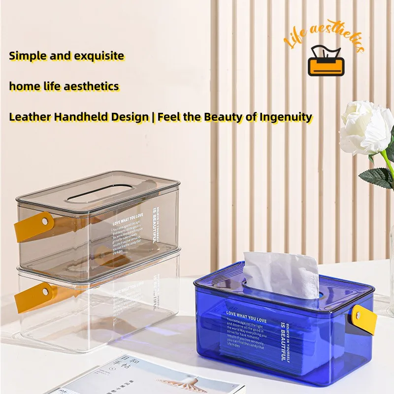 

New Acrylic Tissue Box Creative Decoration Light Luxury High-end Living Room Table Tray Storage Drawer Box Household Supplies