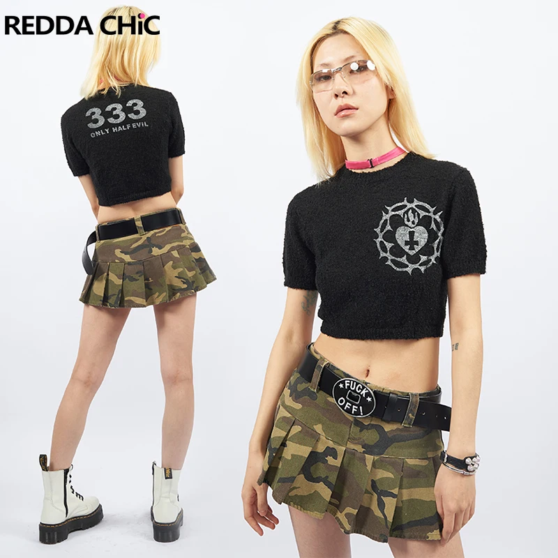 

Юбка женская плиссированная камуфляжная с заниженной талией, Y2K