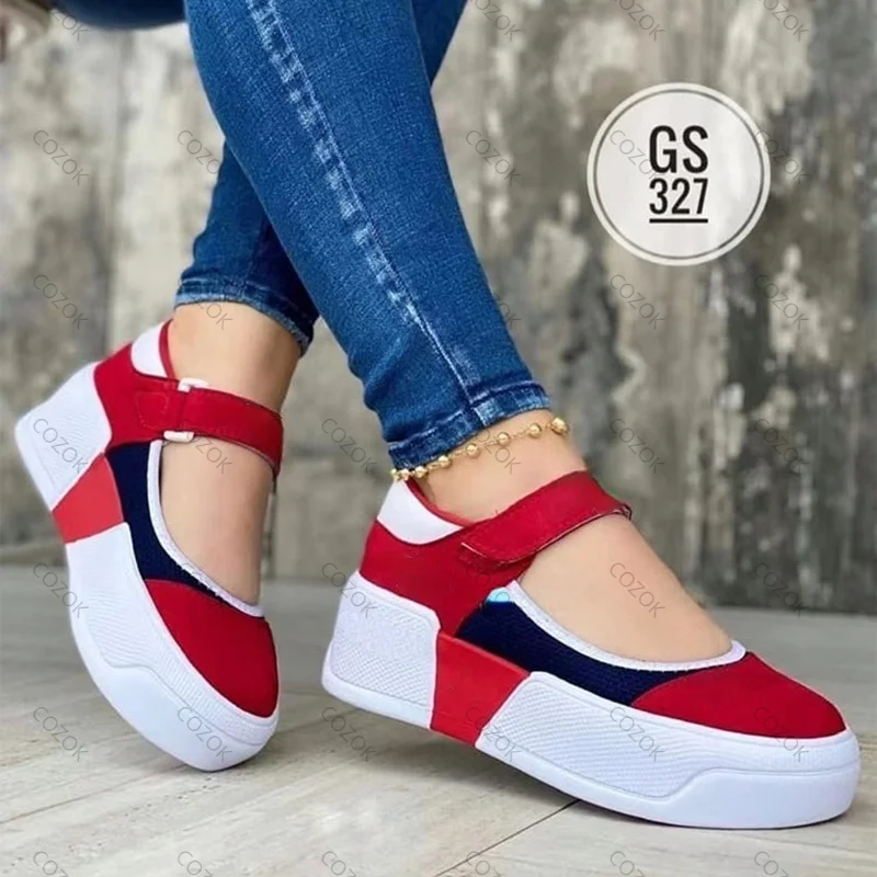 

Women's Shoes 2022 Summer New Fashion Velcro Hollow Platform Loafers Casual Round Toe Pattern Women Sports Sandals Plus Size 43