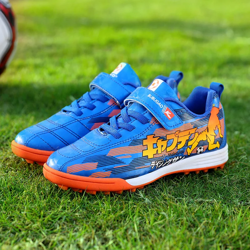 New Blue Turf Soccer Shoes For Boys Child Futsal Sneakers Hot Sale Soccer Cleats Indoor Football Shoes Kids 2022 tacos de fútbol
