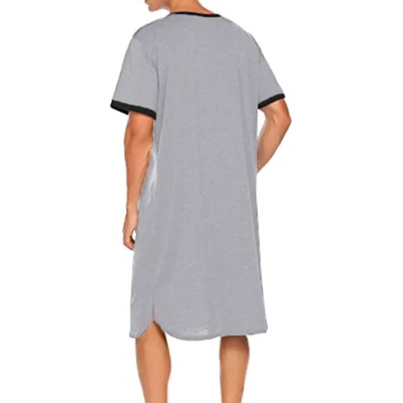 Thin Nightdress Loose Short Sleeve Pajamas Men's T-shirt Homewear Clothes Adult Onesie Men Sleepwear Pijamas Hombre