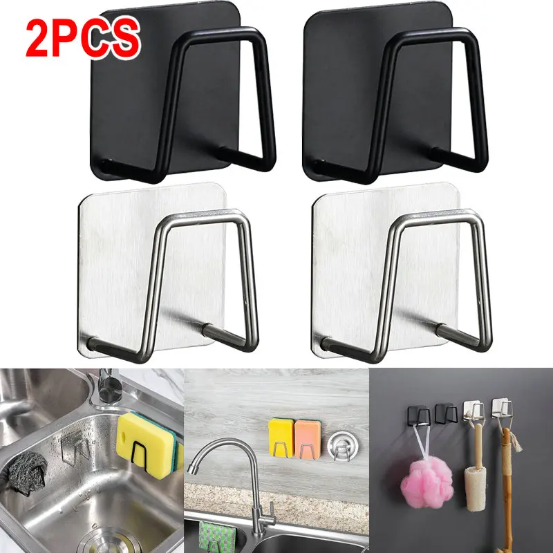 

2PCS Kitchen Sink Sponge Rack Drain Storage Shelf Stainless Steel Kitchen Wire Ball Rag Organizer Holder Kitchen Storage Rack