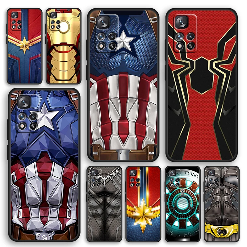

Superhero Marvel Cool Black Phone Case For Xiaomi Redmi Note 12 11E 11S 11 11T 10 10S 9 9T 9S 8T 8 Pro Plus 5G Cover