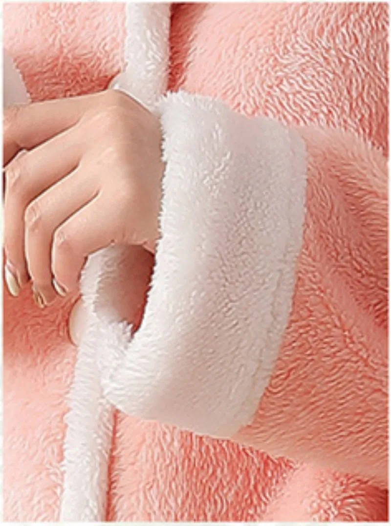 Girl's Winter Two Pieces Pajama Suit Length To The Ankle Polyester Warm Comfortable Skin-Friendly Lapel Breasted Leisure Wear