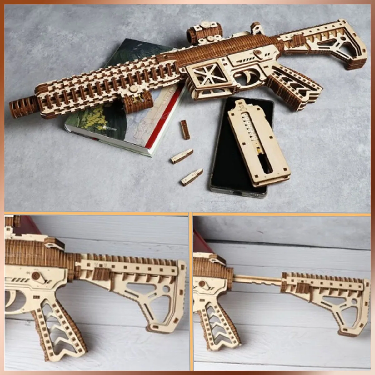 Набор игрушек из деревянного штурмового пистолета M4 игрушка с телескопическим