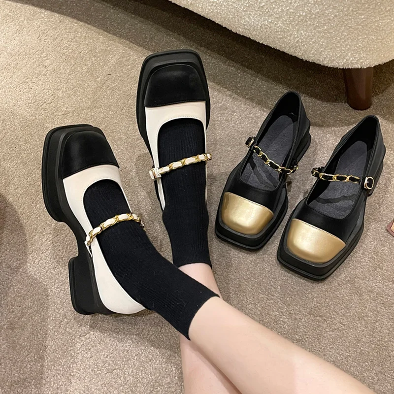 

Туфли дерби женские с закрытым носком, повседневные кроссовки, лоферы с мехом, платформа, квадратный носок, Кожаные Классические, без застежек