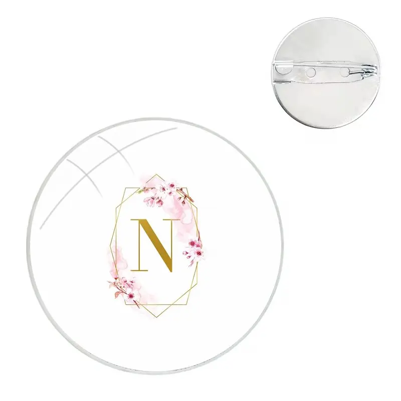 Броши из нержавеющей стали золотые буквы ABC