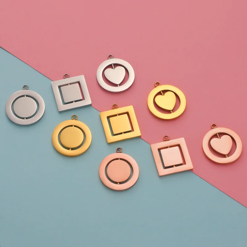 

5 шт., круглые квадратные подвески для гравировки