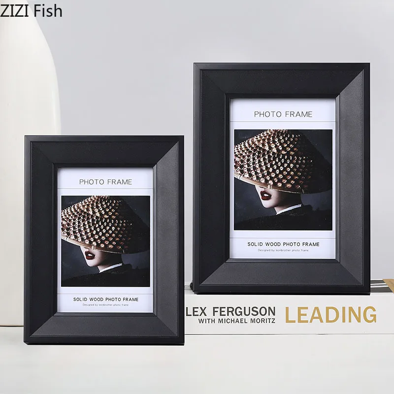 

Minimalist Black Solid Wood Frames for Pictures Modern Decor 6/7 Inch Picture Frames Figures Portrait Framed Art Desk Decoration