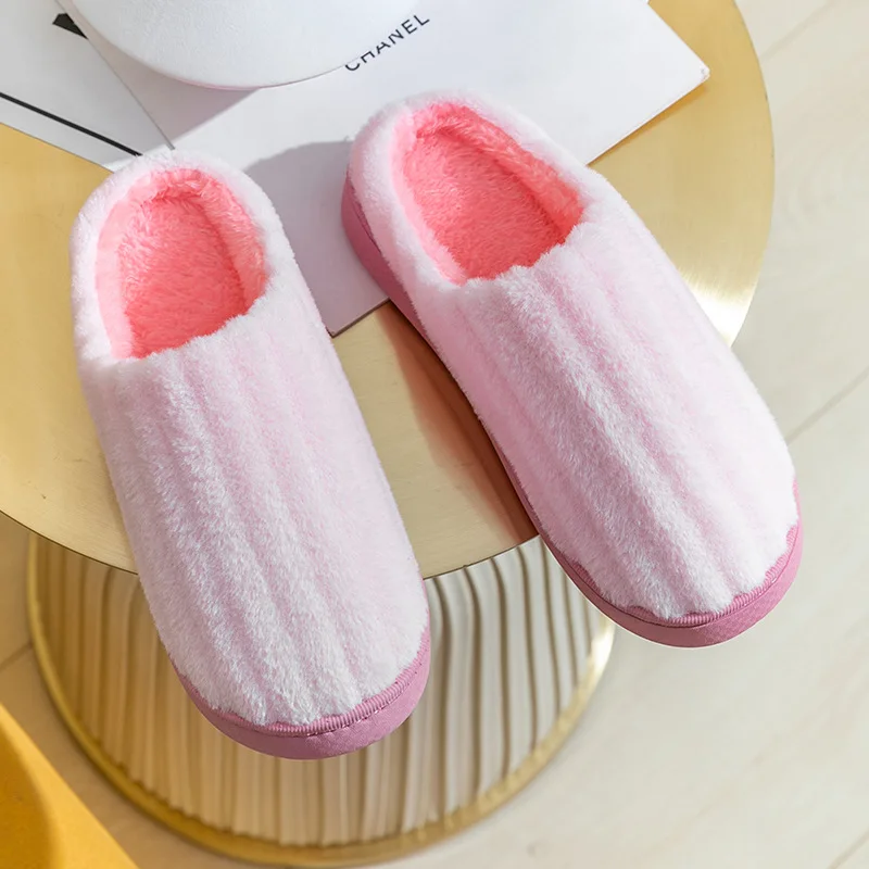 

2022 New Female PU leather and cashmere men and women slippers b2b001