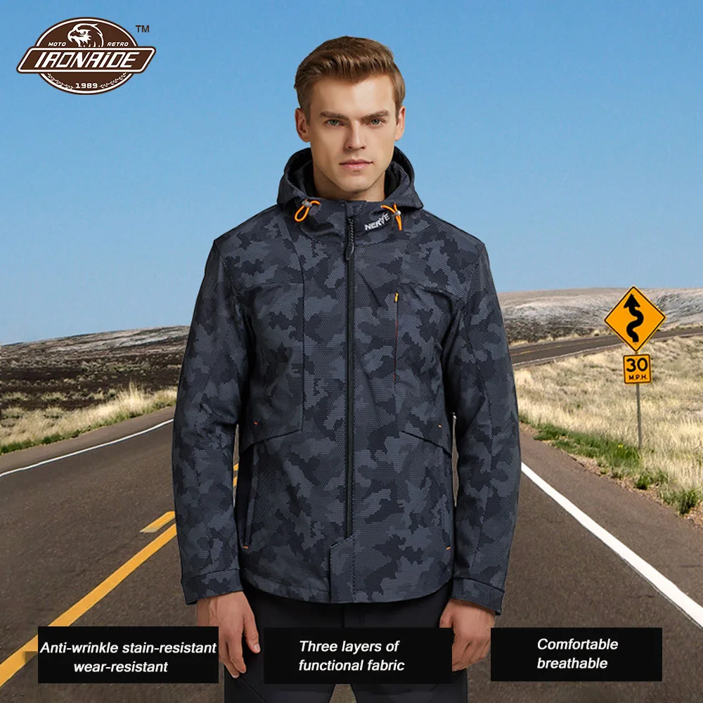 

Мотоциклетная куртка с защитой от падений, износостойкая Светоотражающая куртка для мужчин, CE Защитная куртка для мотокросса, брюки для мот...