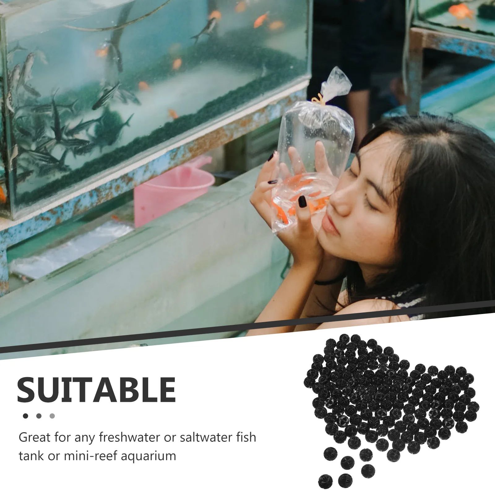200 шт. 26 мм фильтр для аквариума биошарики очистки фильтрации (26 черные)