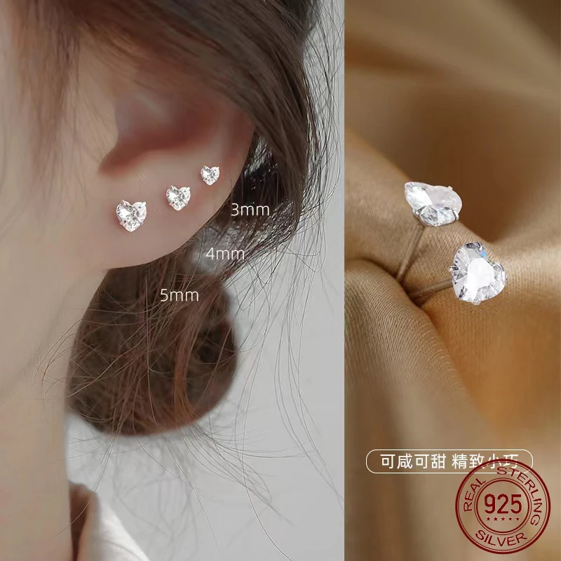 

Женские серебряные серьги La Monada, маленькие серьги из серебра 925 пробы для женщин, серебряные женские серьги с искусственным цирконием, 3 мм, 5 мм