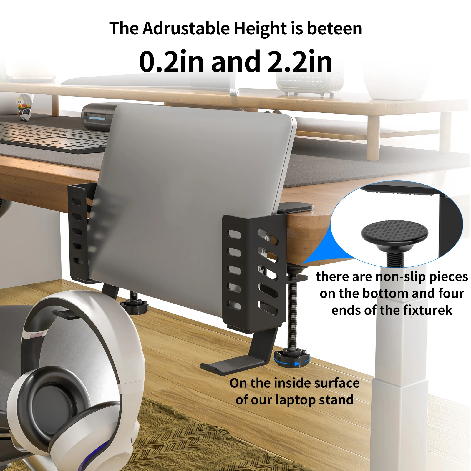 Регулируемое боковое хранилище подставка под стол держатель для ноутбука с