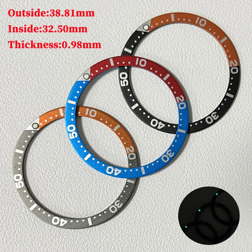Watch Modify Parts 38.81mm/32.50mm Two-Color Aluminum Bezel Insert Suitable For SRP777 Diver Watch Case