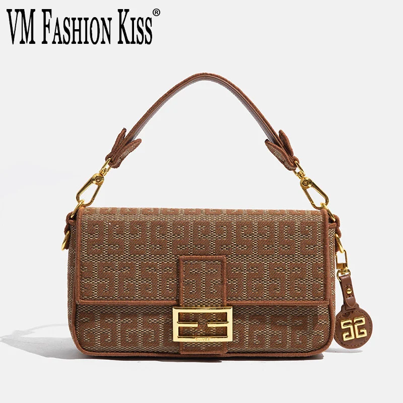 

Женская Холщовая Сумка-тоут VM FASHION KISS из 2022 хлопка и льна, с вышивкой, 25 см