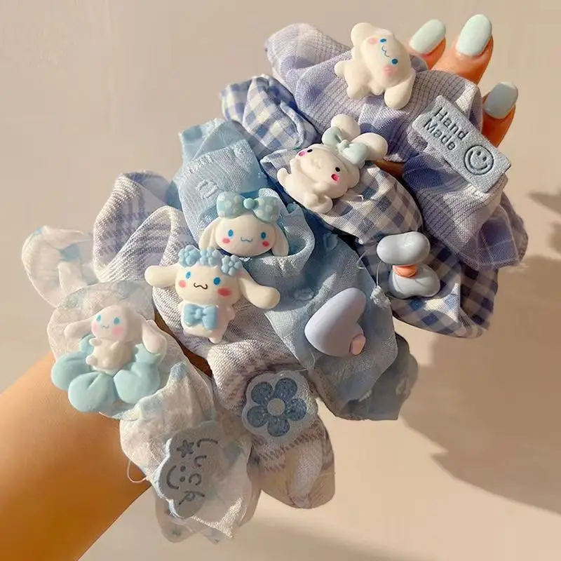 Фото Модная резинка для волос с принтом Cinnamoroll, милая мультяшная резинка для волос для подростков и женщин, нескользящая резинка для волос на каждый день, оптом, в подарок №1