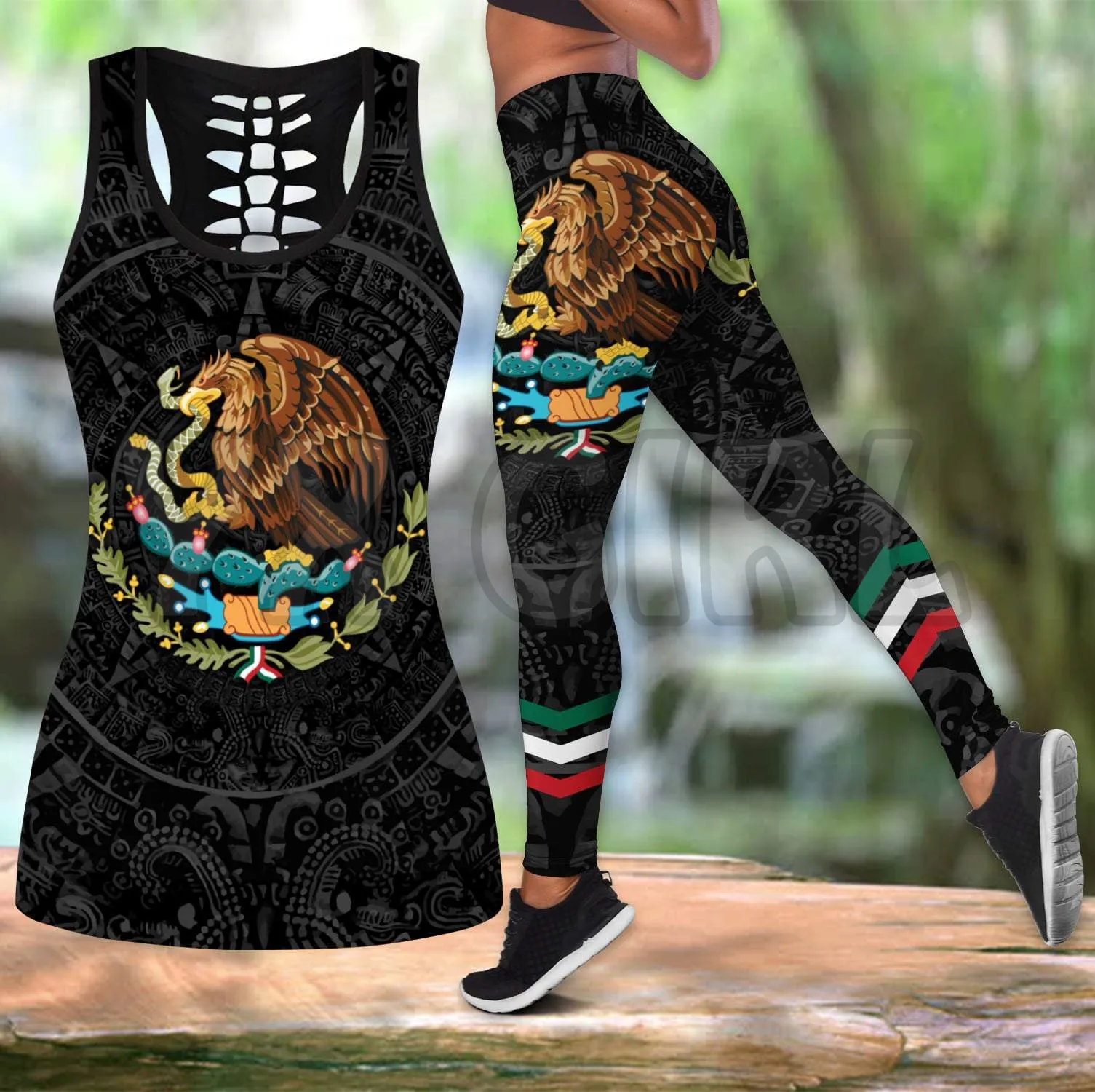 Aztec Mexico Combo Tank Top + Legging 3D Printed Tank Top+Legging Combo Outfit Yoga Fitness Legging Women