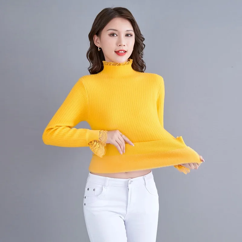 

Fleece sweater women thickened winter 2021 new bottoming shirt Black