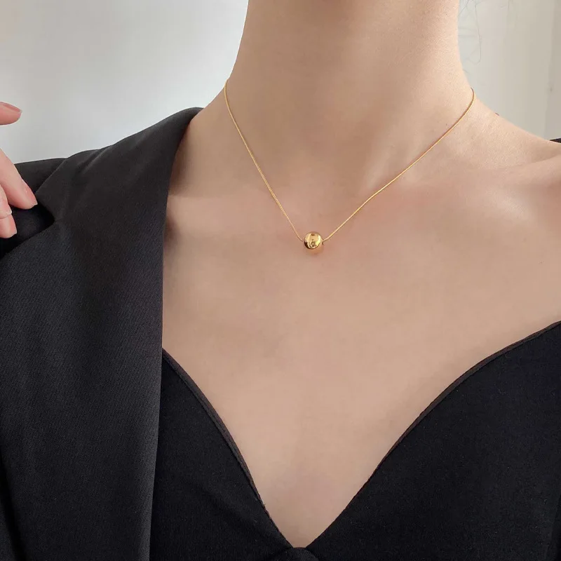 

Necklace for Women Little Gold Bead Necklace Minimalist Temperament Titanium Steel Plated with Gold Without Fading Jewelry