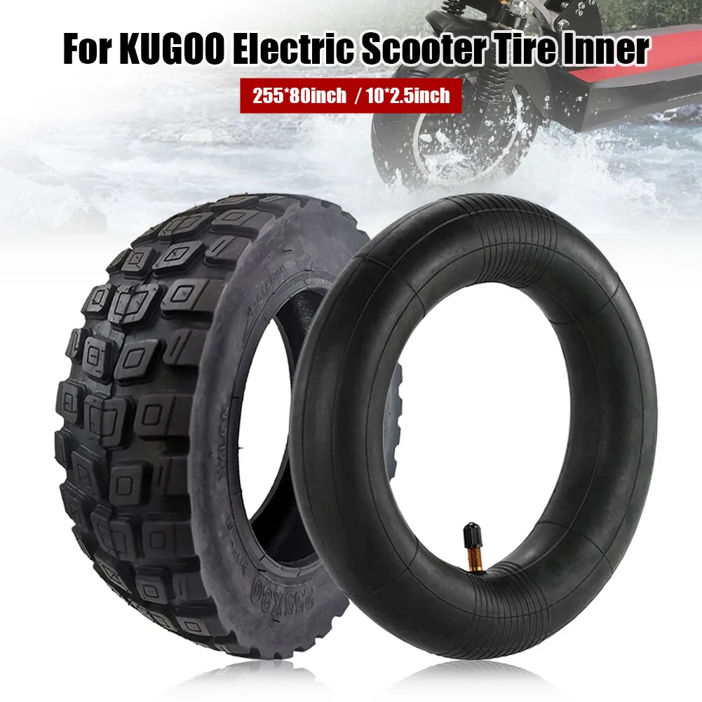 

255*80 Outer Tire & 10*2.5 Inner Tire Set for Kugoo M4 Electric Scooter Durable Anti-Skid Scooter Tire Replacement 10''