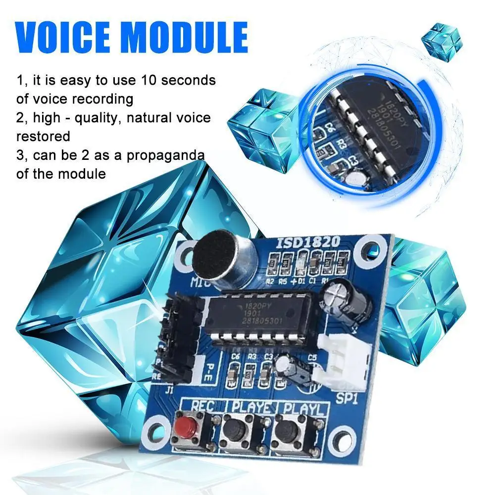 

1Pack For ISD1820 Recording Module Voice Module The Voice Board Telediphone Module Board With Microphones Loudspeaker O2D1