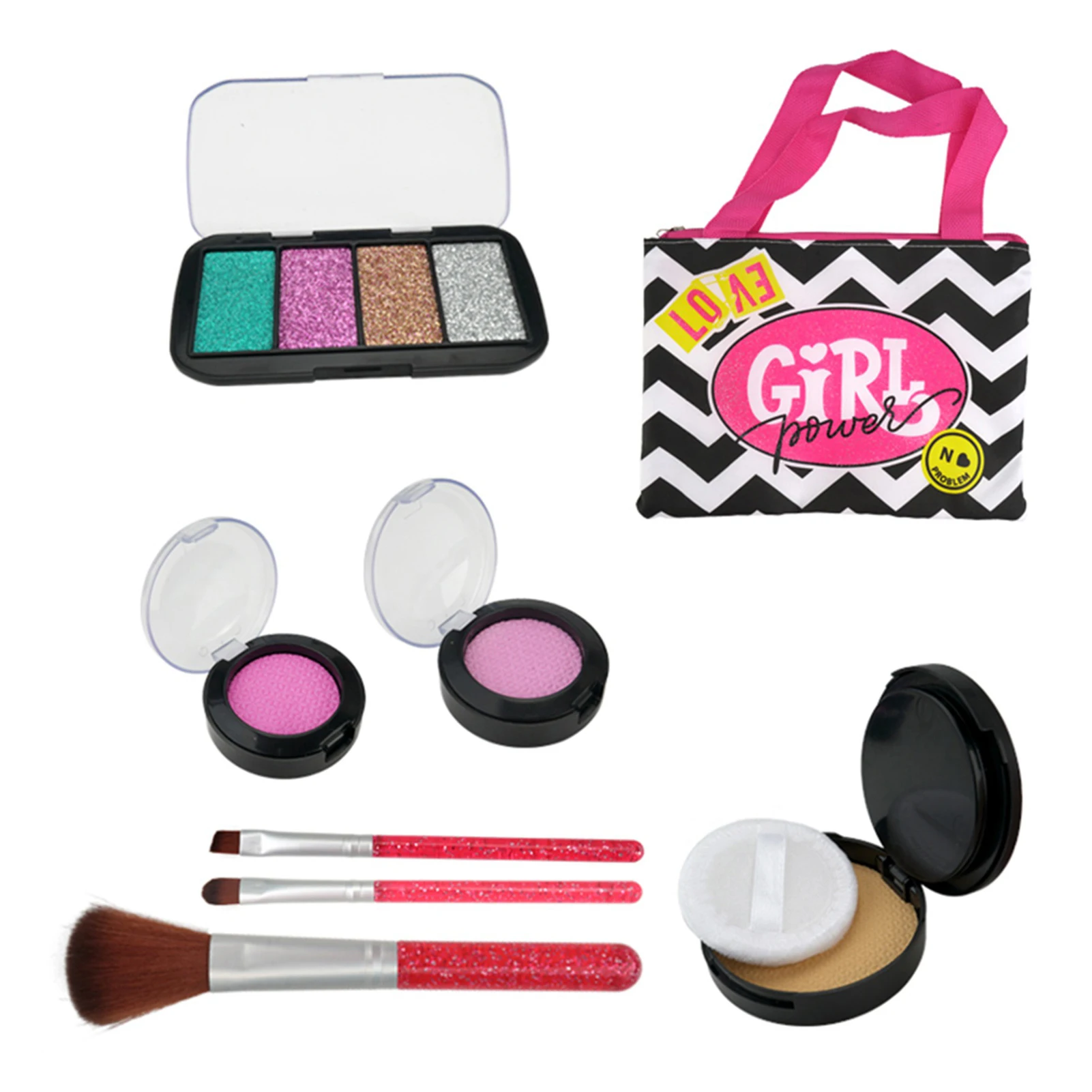 

Girl Pretend Play Make Up Toy Simulation Cosmetics Pink Makeup Set Princess Beauty Cosmetic Play House Toy Eyeshadow Blush