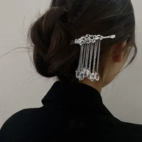 2022 new chinese long tassel hairpin for women metal punk flowers snake hair stick hair clips girls headwear hair accessories