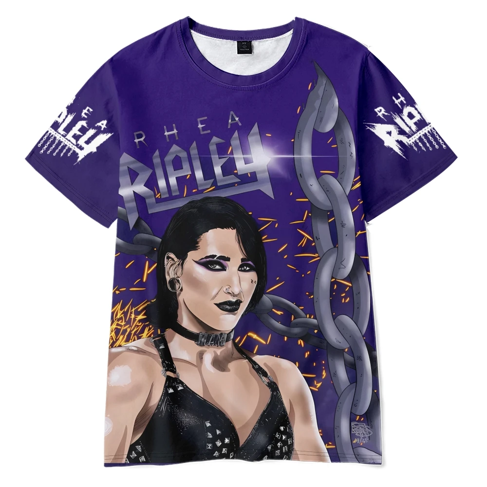 Фото Футболка Rhea Ripley Merch, мужская футболка с коротким рукавом, женская забавная футболка унисекс, топы в стиле Харадзюку №2