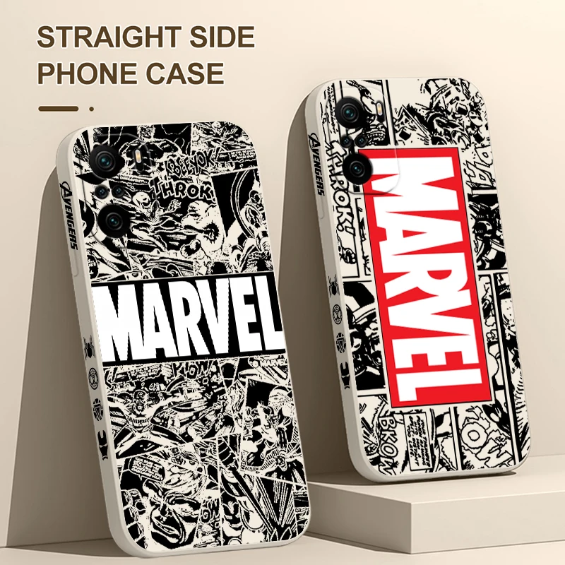 

Avengers Marvel Art Comics Cover For Xiaomi Redmi Note 12 12Pro 11 11S 11T 10S 10 Pro Plus 5G Liquid Left Rope Phone Case