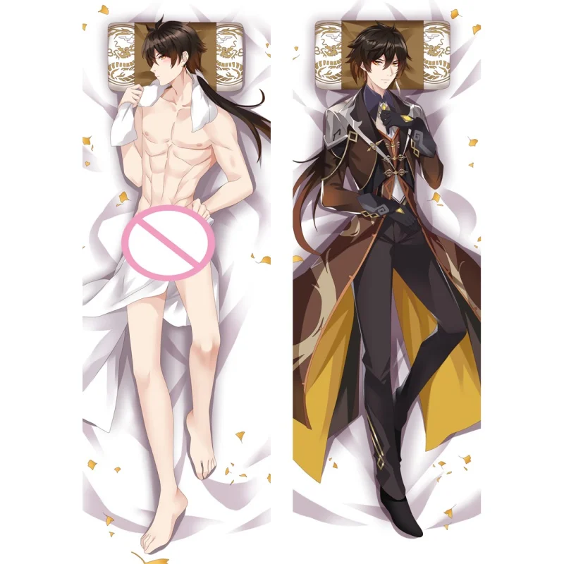 

Genshin Impact Zhongli наволочка по мотивам косплея Мужская подушка Dakimakura Peachskin с двумя боковыми обнимающимися боками, чехол для подушки