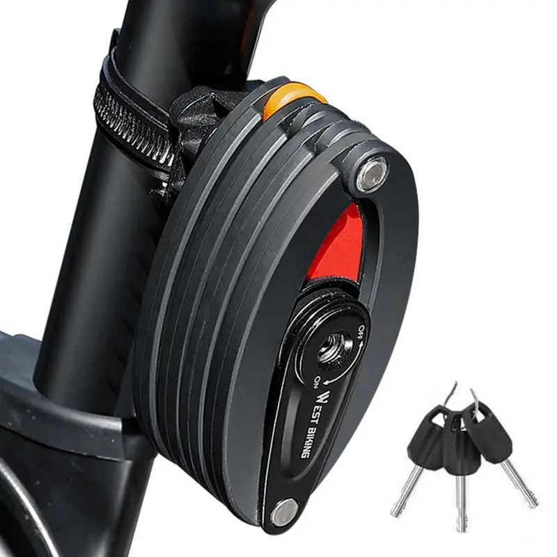 

Противоугонный велосипедный замок с высокой степенью безопасности, водонепроницаемый складной замок из легированной стали, с отражающим кронштейном и 3 ключами