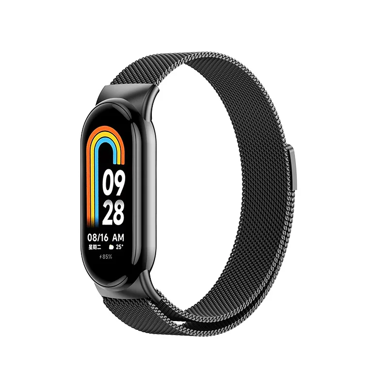 For Xiaomi Mi Band 8 Metal Strap Stainless Steel Magnetic Wristband Bracelet for Mi Band 8 Watchband Replacement Accessories