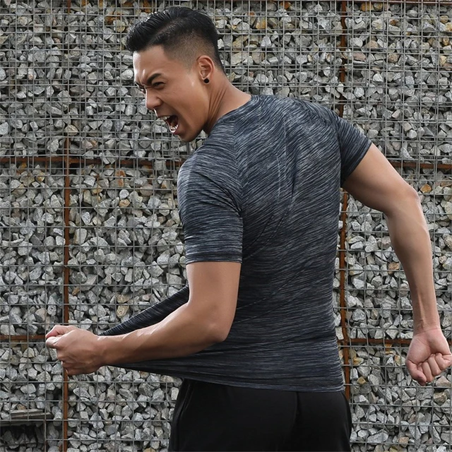 

Short Sleeve Men Summer Sport T Shirt Gym Jerseys Fitness Shirt Trainer Running t shirt Men's Breathable Sportswear