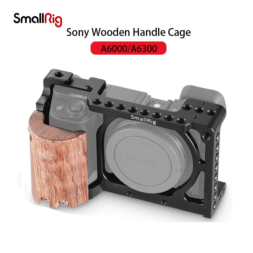

SmallRig Camera Cage Rig for Sony A6300/A6000 Camera W/ Wooden Handle Handgrip Dual Camera Rig 2082
