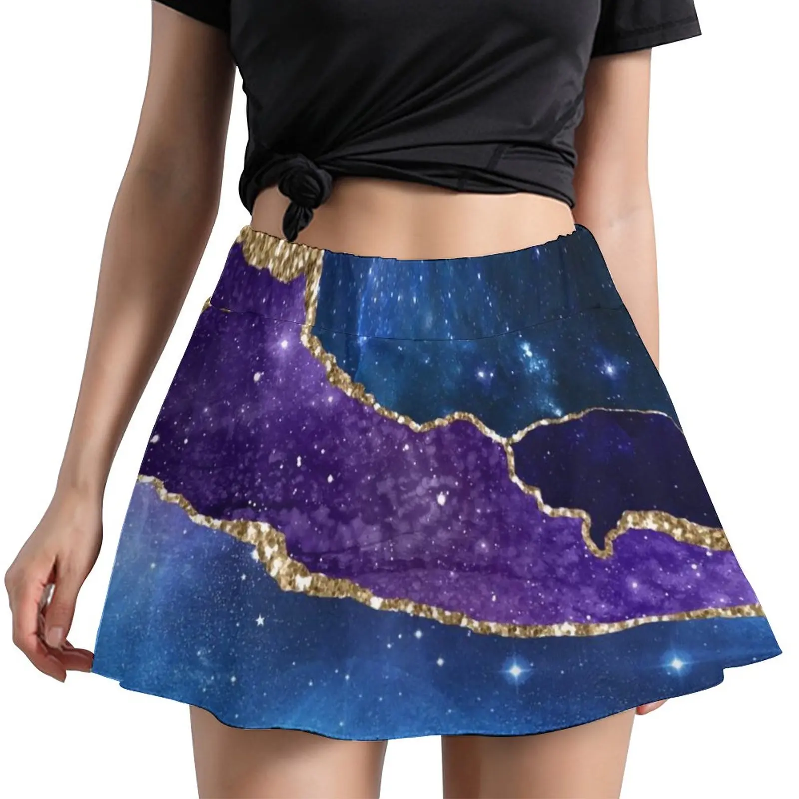 

Мини-юбка с принтом в виде бисера, с поясом на резинке