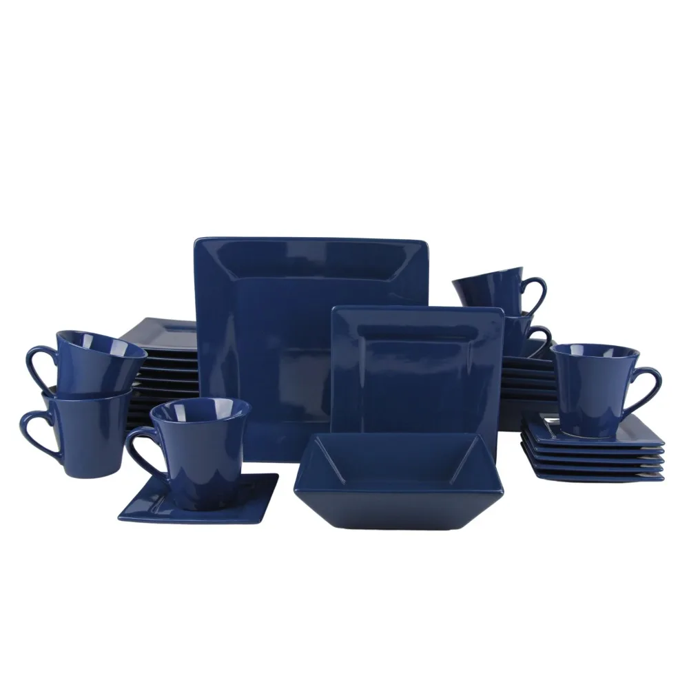 

Квадратная посуда BOUSSAC Nova из 30 предметов, набор керамической посуды, темно-синяя сервировочная посуда, кухонная посуда, обеденные тарелки